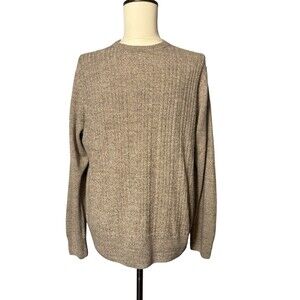 DOCKERS Cable Knit Sweater Tan Crewneck Long Sleeve L/G EUC